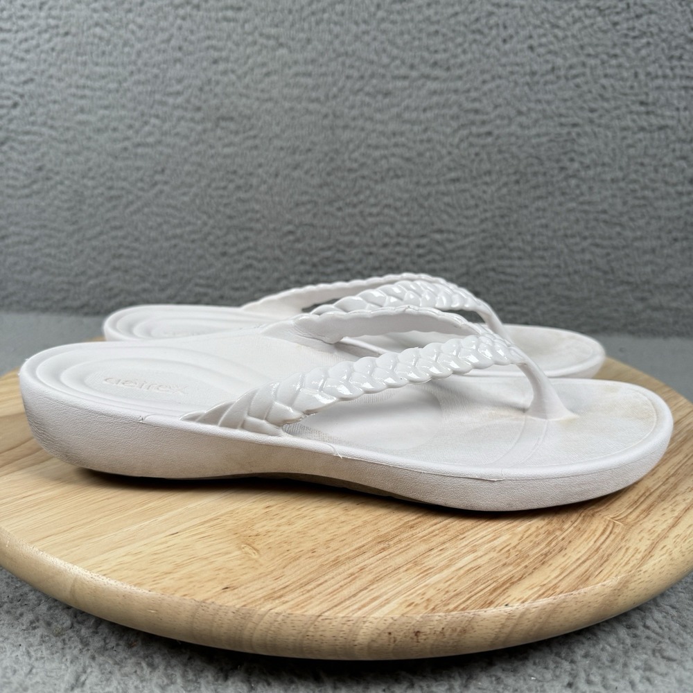 Aetrex Vicki Braided Thong Sandals Womens Size 10 White Orthopedic